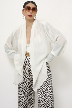Camisa branca manga plissada