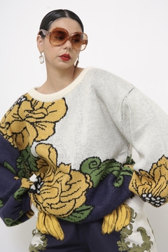 Tricot flor amarela FARM manga bufante - loja online