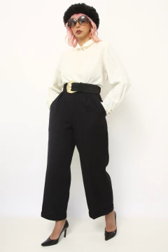 Camisa acetinada branca vintage