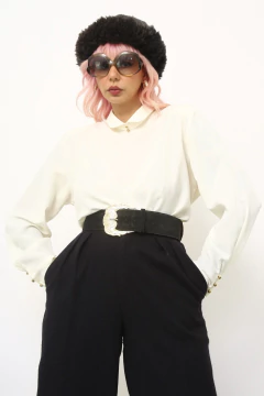 Camisa acetinada branca vintage - comprar online