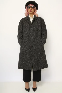 Casaco lã xadrez cinza pesado forro parcial - loja online