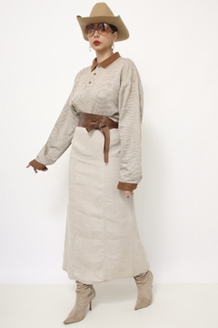 Saia 100% linho bege vintage - loja online