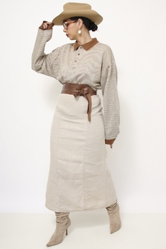 Saia 100% linho bege vintage - comprar online