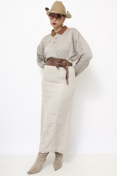 Saia 100% linho bege vintage - comprar online