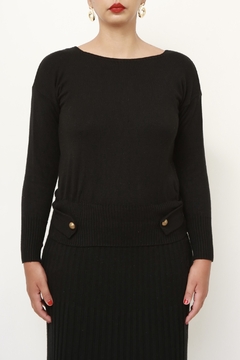 Vestido tricot preto plissado - loja online