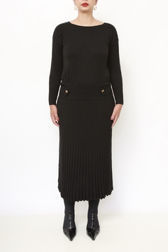 Vestido tricot preto plissado - Capichó Brechó