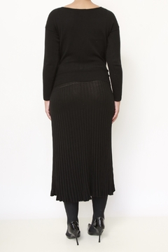Vestido tricot preto plissado - comprar online