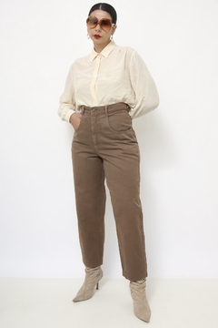 Calça marrom jeans cintura mega alta - comprar online