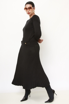 Vestido tricot preto plissado na internet