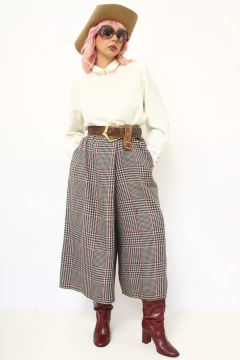 Calça xadrez acrilico midi traspassada - comprar online