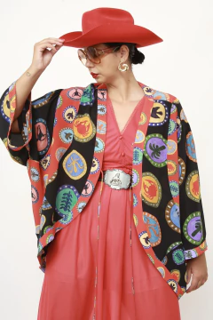 Kimono estampado 100% seda BDLN - Capichó Brechó