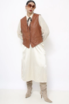 Colete couro caramelo western - comprar online