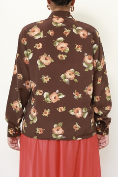 camisa marrom flores western - comprar online