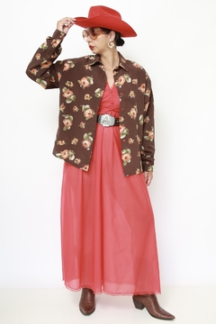 Imagem do camisa marrom flores western