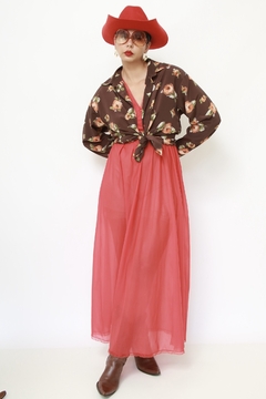 camisa marrom flores western - Capichó Brechó