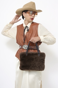 Imagem do Bolsa marrom Fatima Serrano pelo marrom forrada