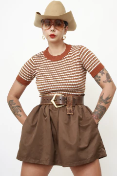 Pulover listras marrom western - loja online