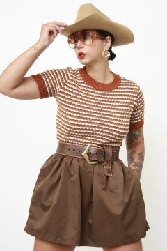 Pulover listras marrom western