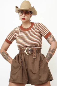 Pulover listras marrom western