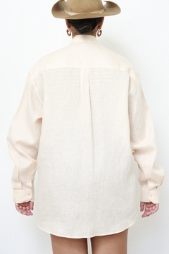Camisa linho laranja mng longa