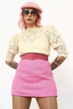 Blusa renda manga bufante creme - Capichó Brechó