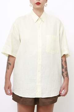 Camisa linho verde agua vintage na internet