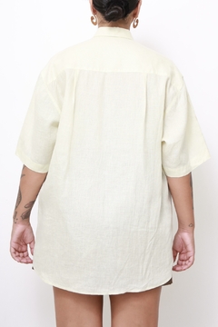 Camisa linho verde agua vintage na internet
