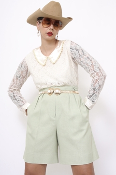 Blusa renda manga longa gola de cetim - comprar online