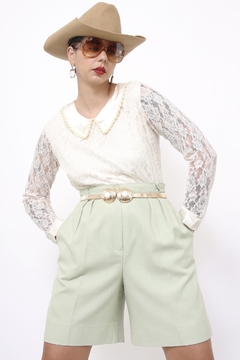 Blusa renda manga longa gola de cetim - loja online