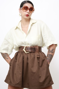 Camisa linho verde agua vintage
