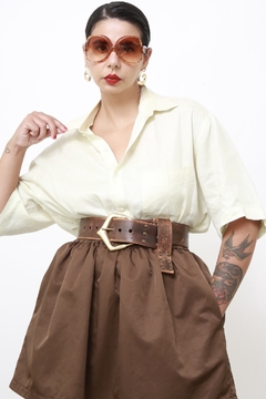 Camisa linho verde agua vintage - comprar online