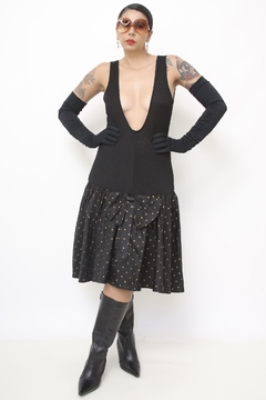 Vestido anos 80 ´s saia poa STEPPIN OUT - Capichó Brechó
