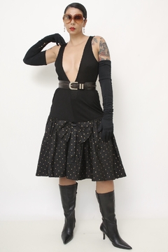 Vestido anos 80 ´s saia poa STEPPIN OUT - Capichó Brechó