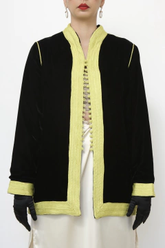 Blazer veludo preto forrado vintage - Capichó Brechó
