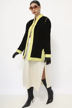 Blazer veludo preto forrado vintage - loja online