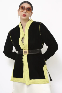Blazer veludo preto forrado vintage - loja online