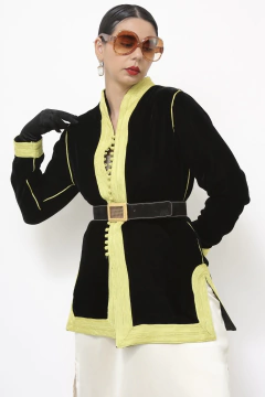 Blazer veludo preto forrado vintage - loja online
