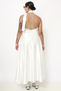 Vestido noiva drapeado flor - Capichó Brechó