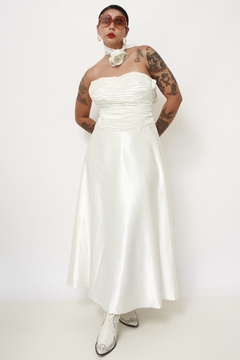 Vestido noiva drapeado flor - Capichó Brechó