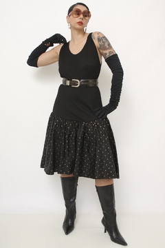 Vestido anos 80 ´s saia poa STEPPIN OUT - Capichó Brechó