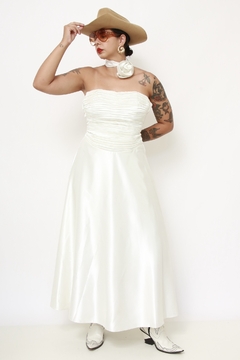 Vestido noiva drapeado flor