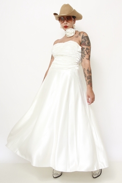Vestido noiva drapeado flor