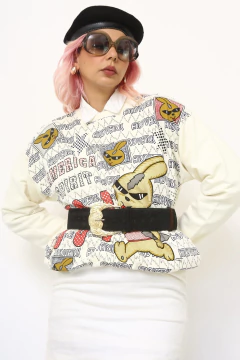 Moletom coelho estampa bolso vintage - comprar online