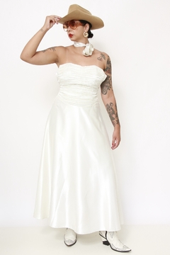 Vestido noiva drapeado flor - Capichó Brechó