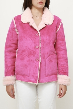 Casaco estilo PENNY LANE rosa forro pelo