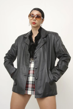 Imagem do Blazer couro preto classico forrado