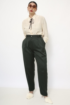 Calça verde cintura alta alfaiataria - comprar online