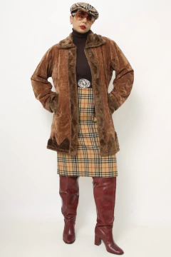 Casaco marrom vintage 70´s forro pelucia - Capichó Brechó