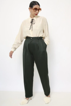 Calça verde cintura alta alfaiataria - loja online