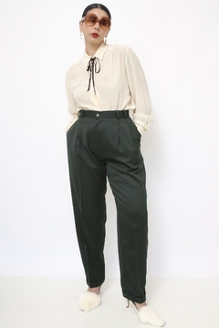Calça verde cintura alta alfaiataria